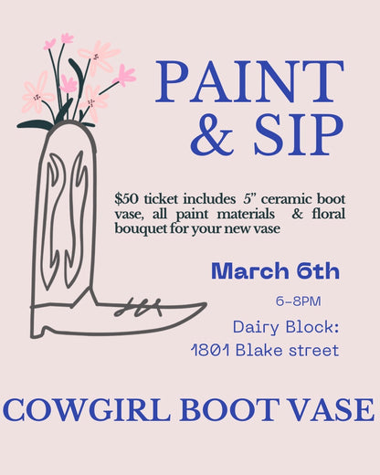 Paint & Sip ceramic cowboy boots